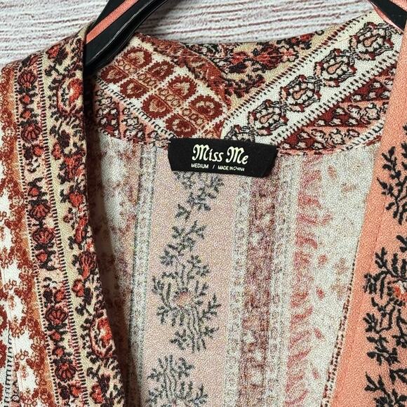 Miss Me Long Vintage Style Pattern Duster Maxi Boho Kimono Size Medium - Picture 8 of 11